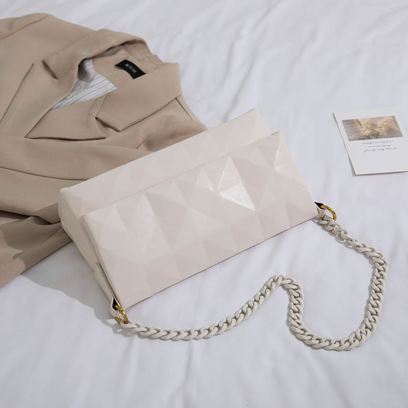 Women's Rhombus Soft Leather Geometric Underarm Portable Shoulder Bags