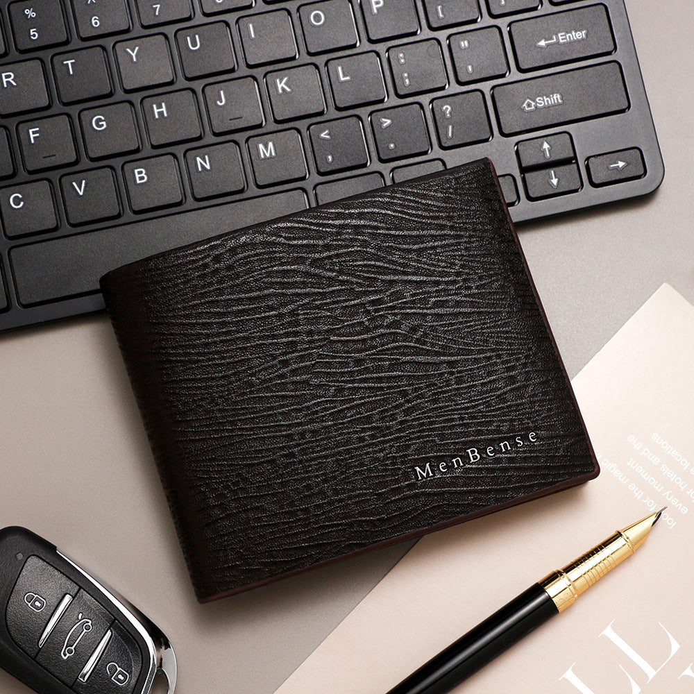Men's Wave Pattern High Sense Business Short Three Fold Men's Wallet