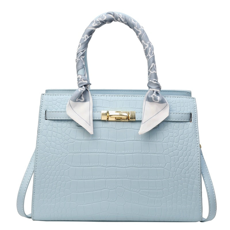 Women's Spring Stone Pattern Solid Color Simple Retro Handbags