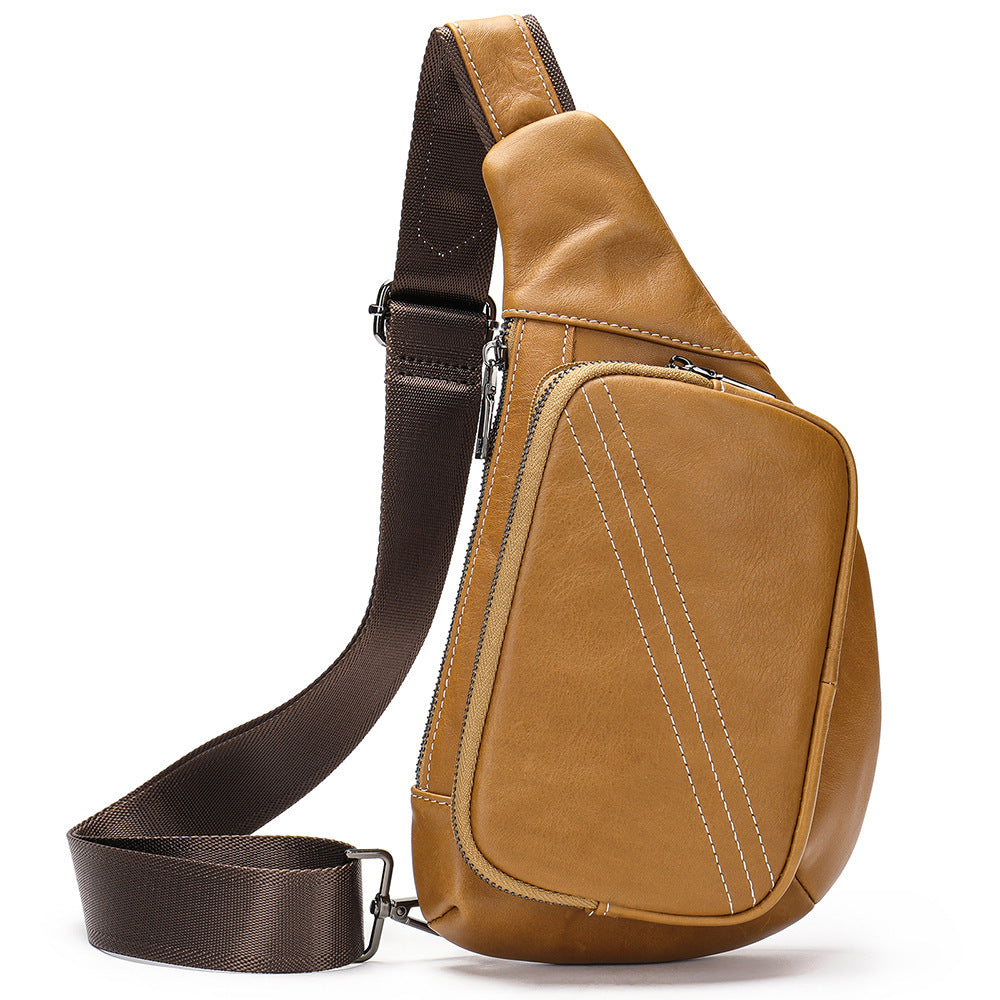Men's Leather First Layer Trendy Large Capacity Men's Chest Bags
