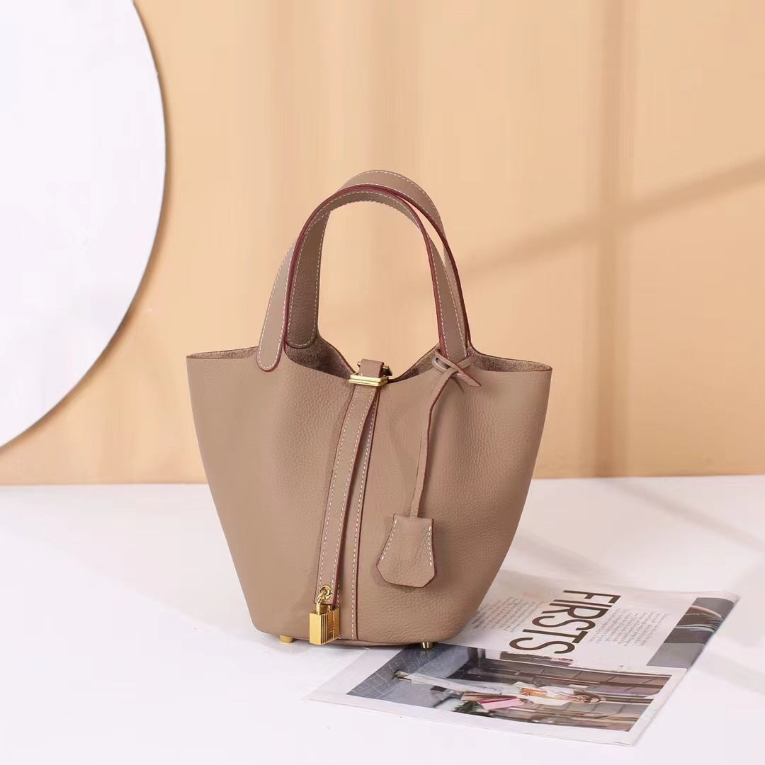 Women's Vegetable Basket Design First Layer Cowhide Large Handbags