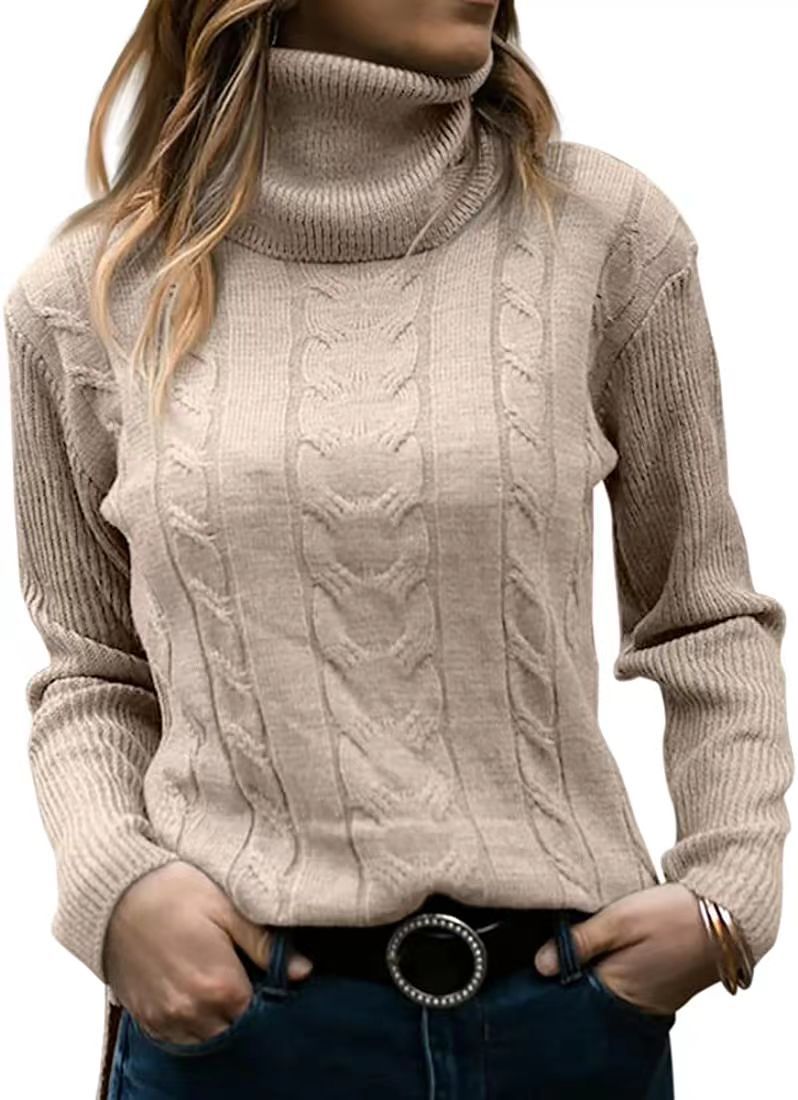 Women's Solid Color Turtleneck Retro Long Sleeve Sweaters