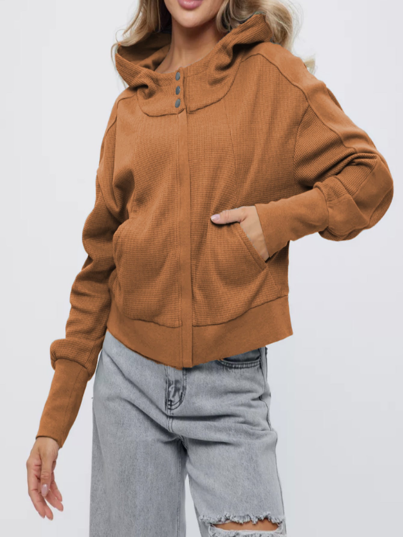 Women's Long Sleeve Pullover Zipper Trendy Hoodie Sweaters