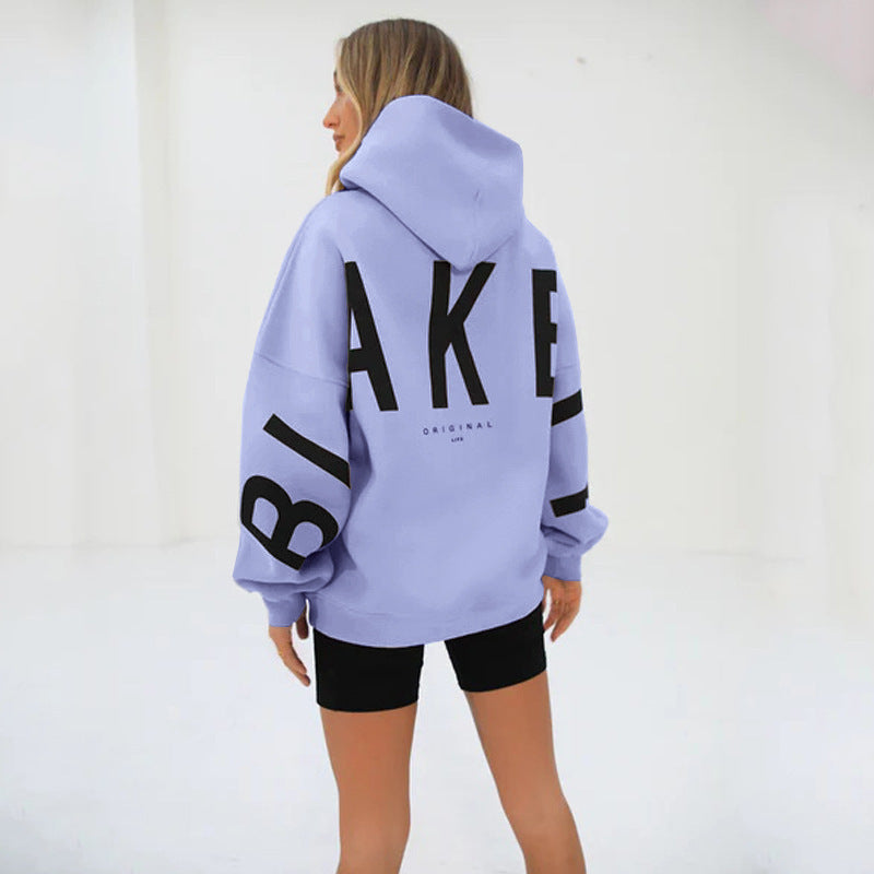 Women's Printed Thickening Long Sleeve Loose Hooded Sweaters