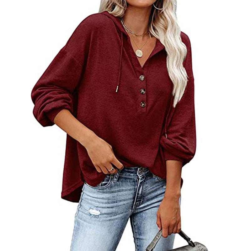 Women's Casual Loose Solid Color Hoodie Sweaters