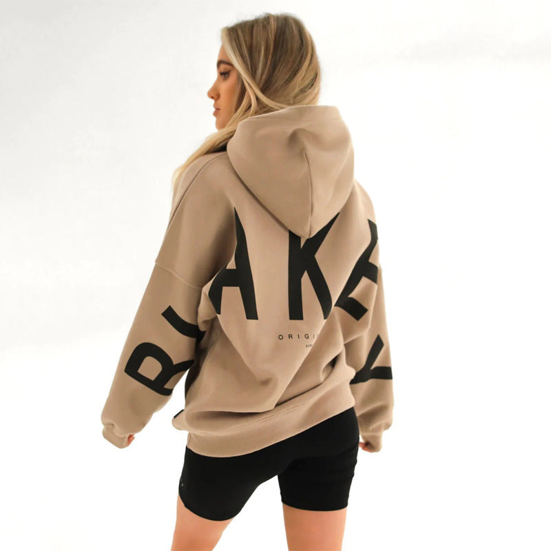 Women's Printed Thickening Long Sleeve Loose Hooded Sweaters