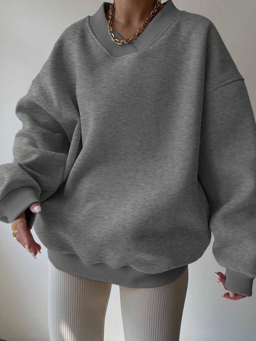 Women's Color Long Sleeve Crew Neck Loose Sweaters