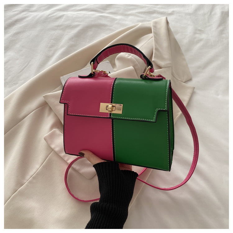 Women's Style Contrast Color Large Capacity Spring Fashion Stitching Texture Women's Shoulder Bag