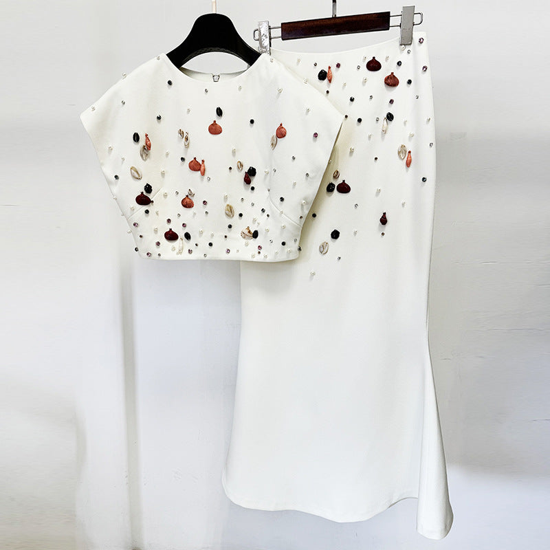 Fashion Shell Beads Rhinestones Fishtail Mid-length Suits