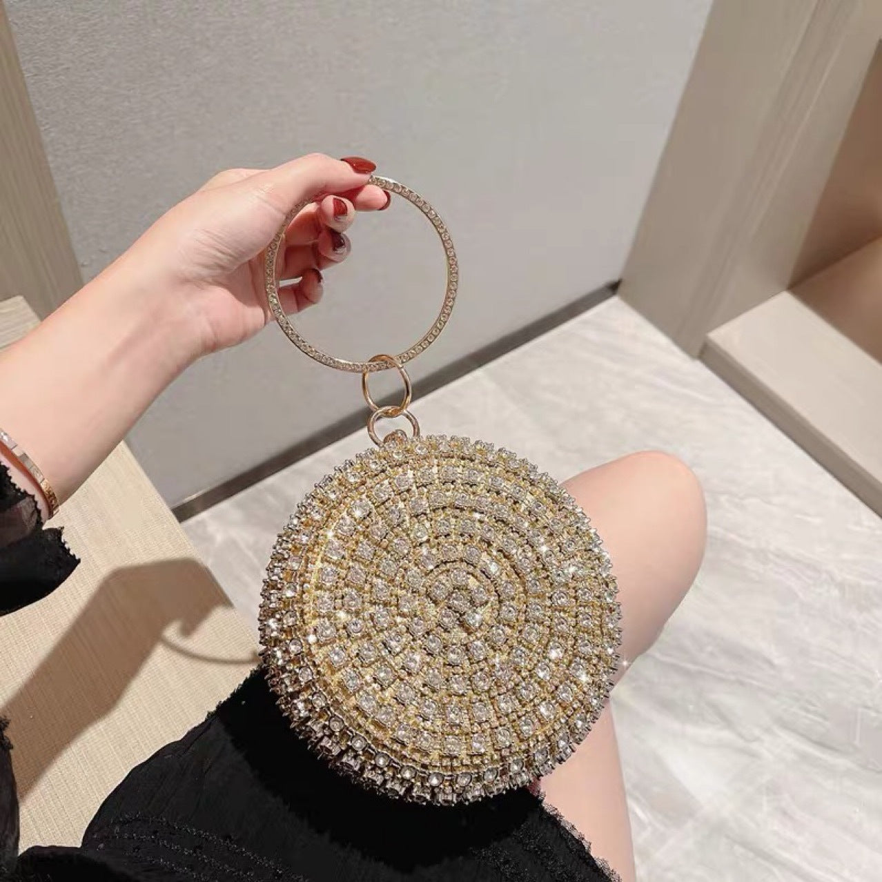 Rhinestone Banquet Formal Dress Round Dinner Evening Bags
