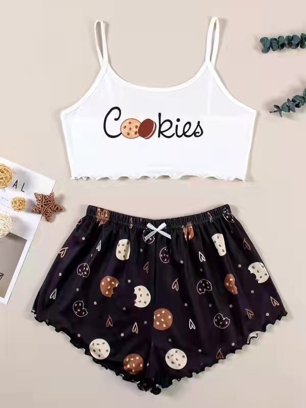 Classic Printed Strap Tube Home Wear Suits