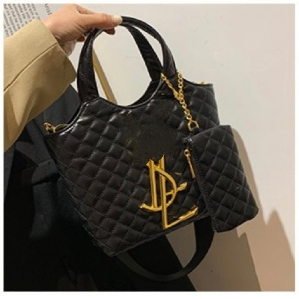 Women's Rhombus Large Capacity Shopping High-grade Black Tote Bags