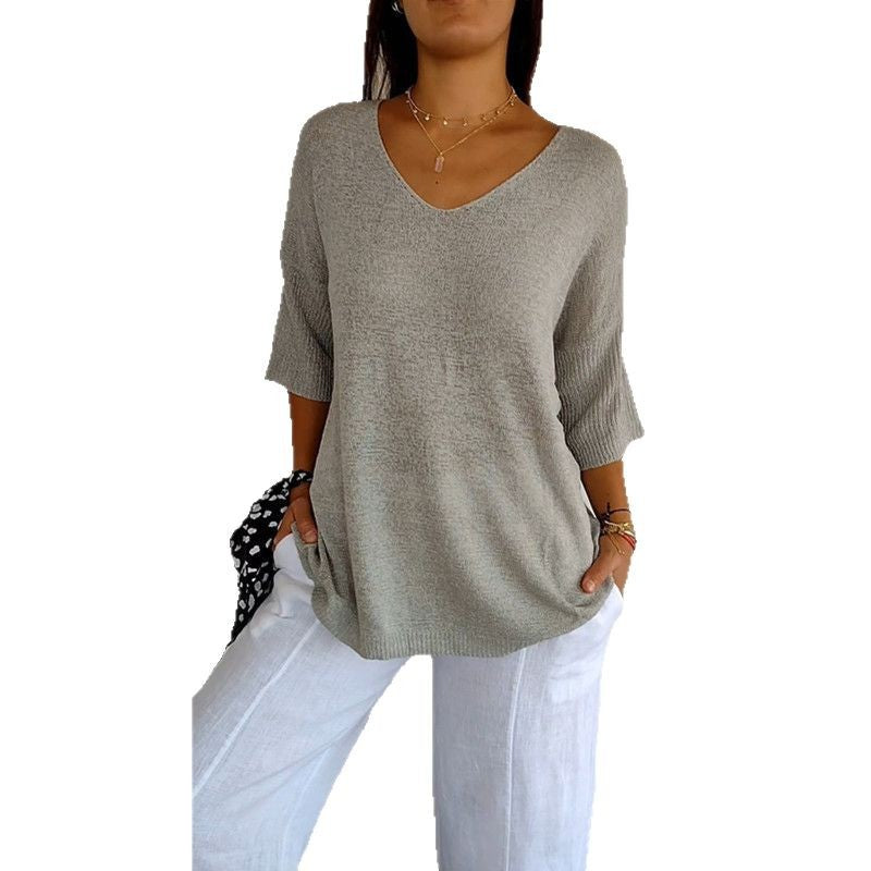 Women's Basic Style Slimming Sleeve Solid Color Sweaters