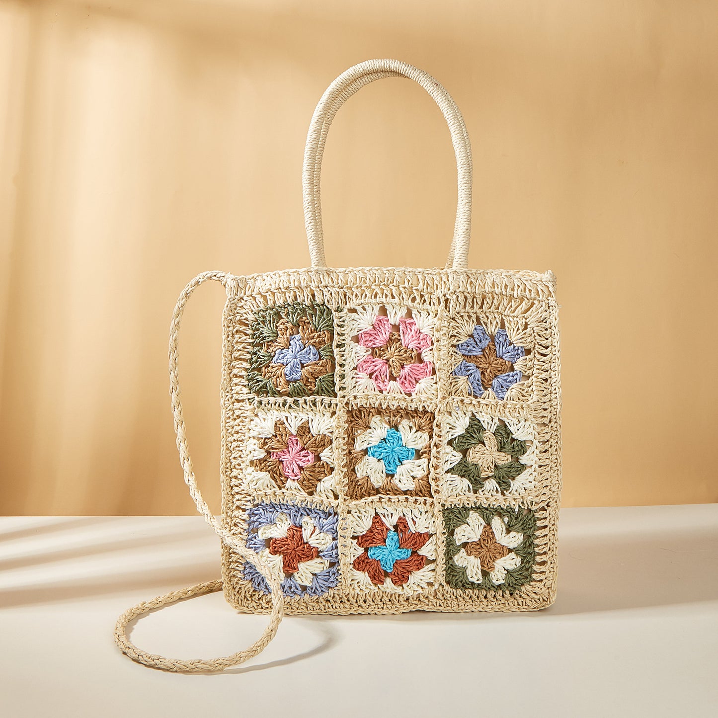 Women's Straw Flower Beach Ethnic Style Hand Shoulder Bags