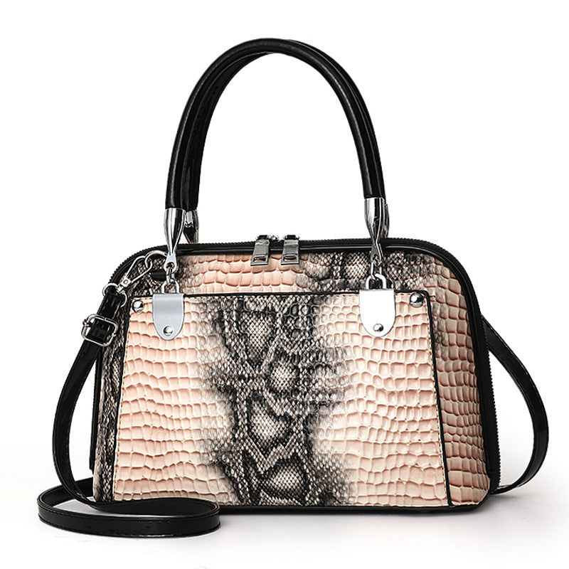 Women's Snakeskin Pattern Portable Large Capacity Elegant Handbags