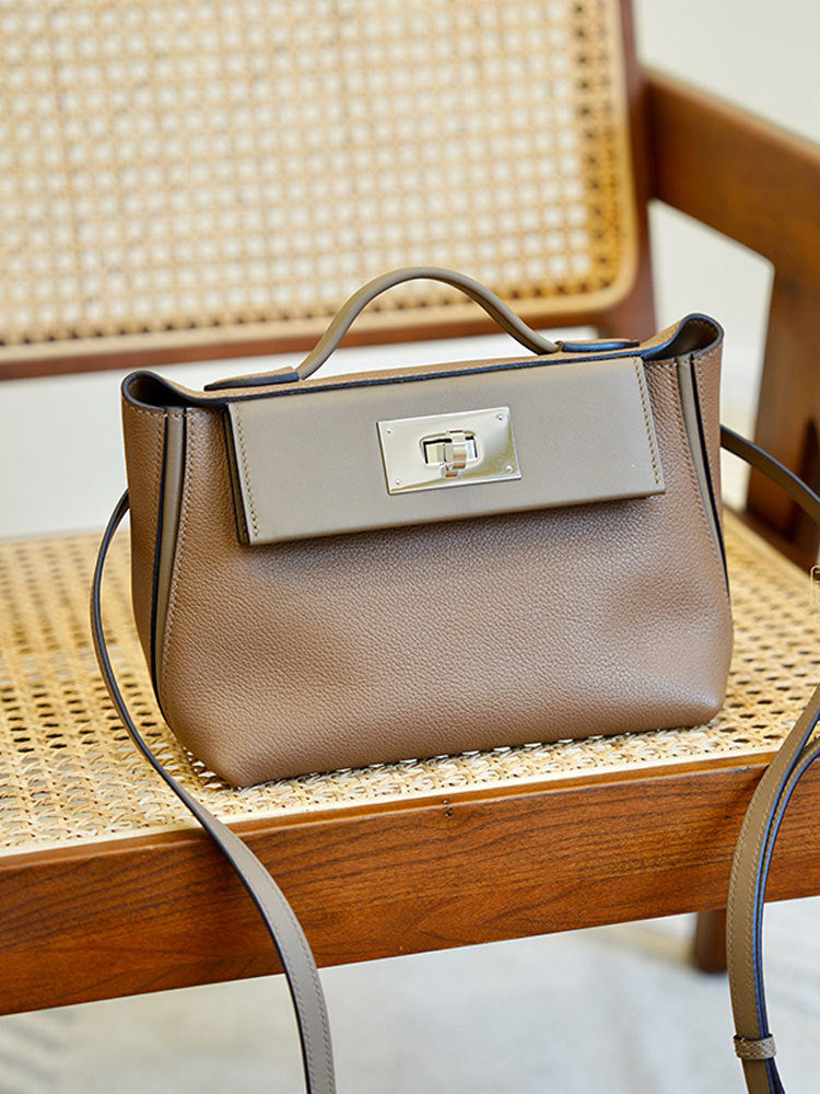 Women's Versatile Genuine Leather Cowhide Kelly Handbags
