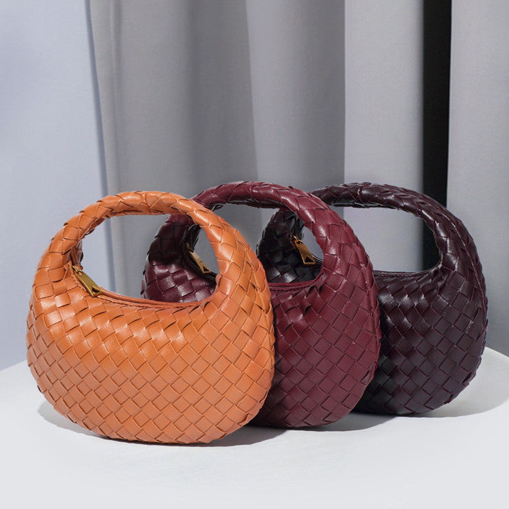 Women's Mini Cute Dumpling Macaron Woven Pouch Crossbody Bags