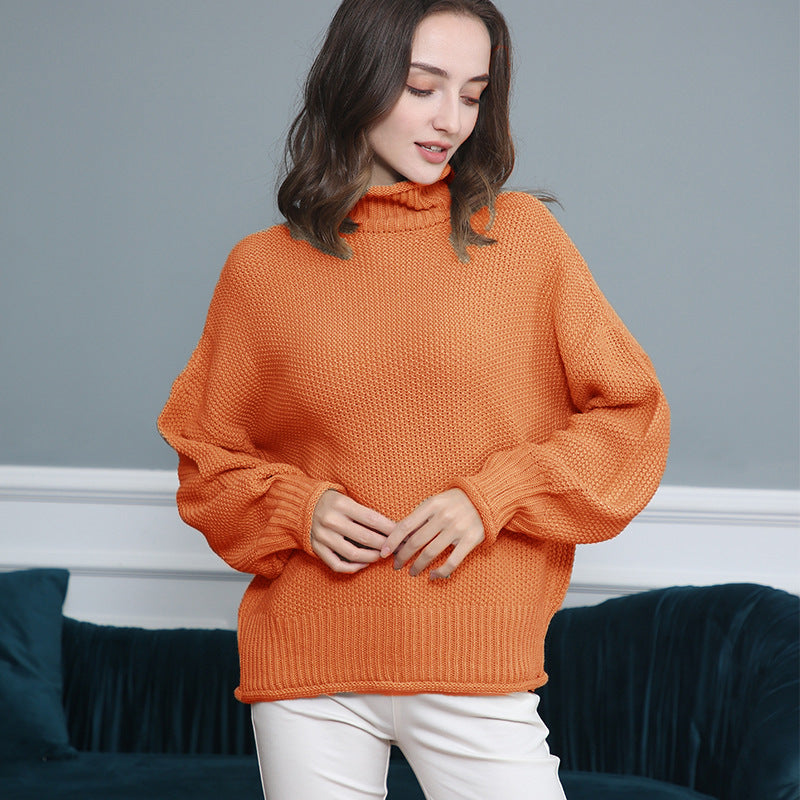 Women's Fashion Casual Long Sleeve Turtleneck Solid Sweaters
