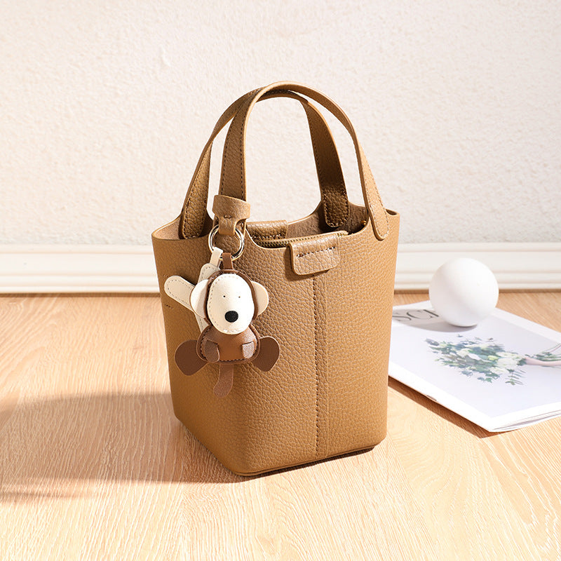 Women's Genuine Leather Light Luxury Minority Versatile Bucket Bags