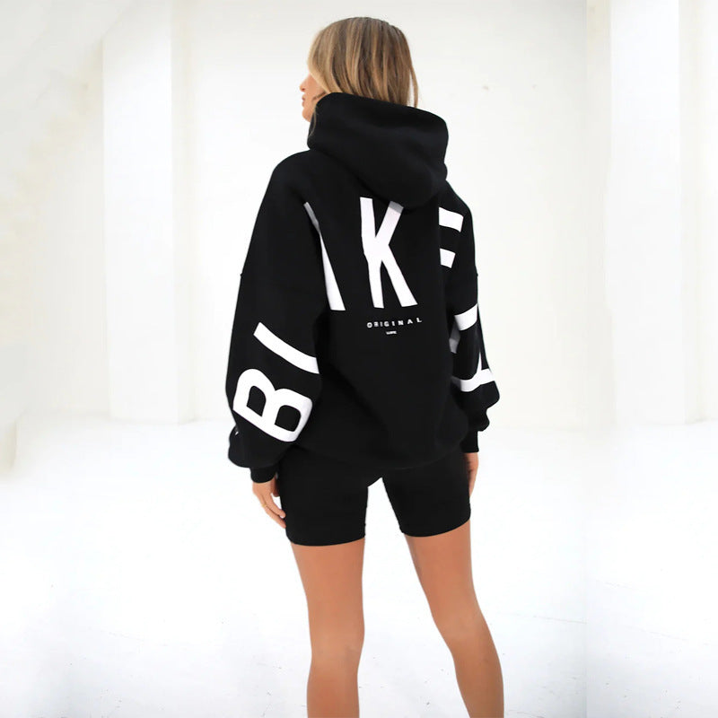 Women's Printed Thickening Long Sleeve Loose Hooded Sweaters