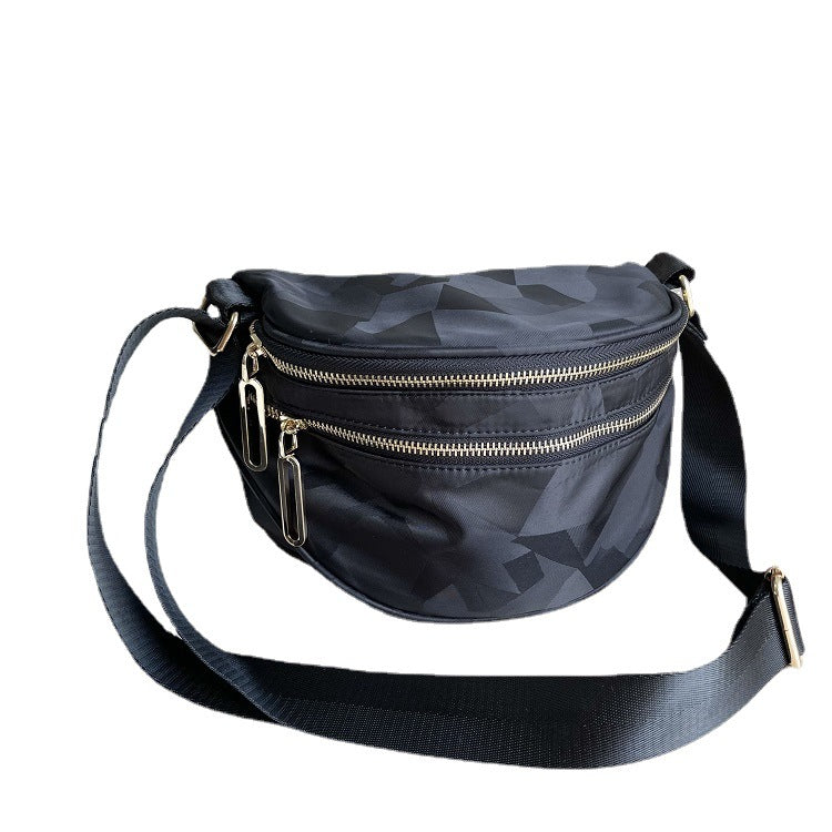 Women's Saddle Lightweight Nylon Oxford Cloth Semicircle Crossbody Bags
