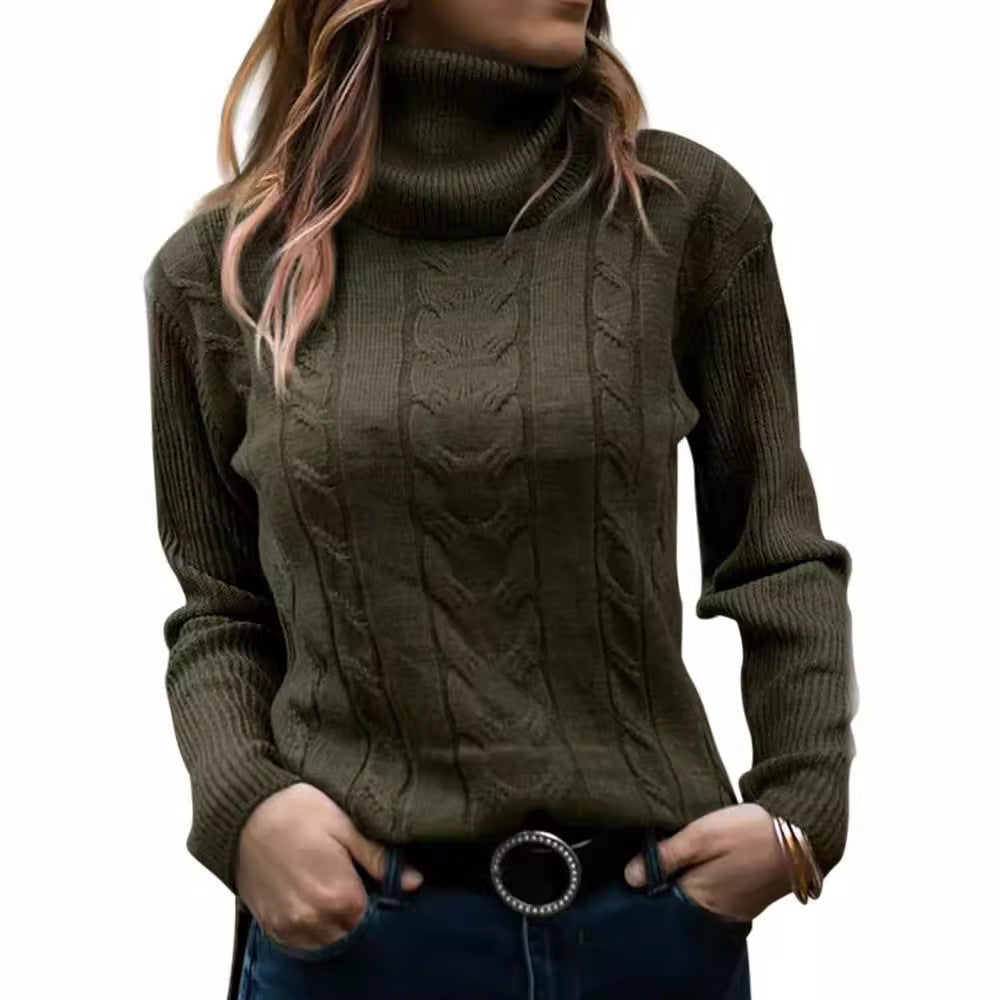 Women's Solid Color Turtleneck Retro Long Sleeve Sweaters