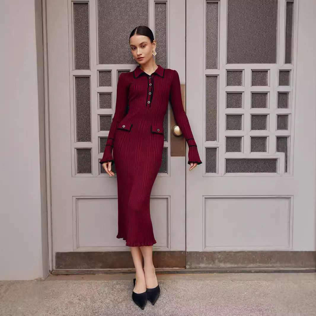 Autumn Fashion Color Contrast Classic Style Dresses