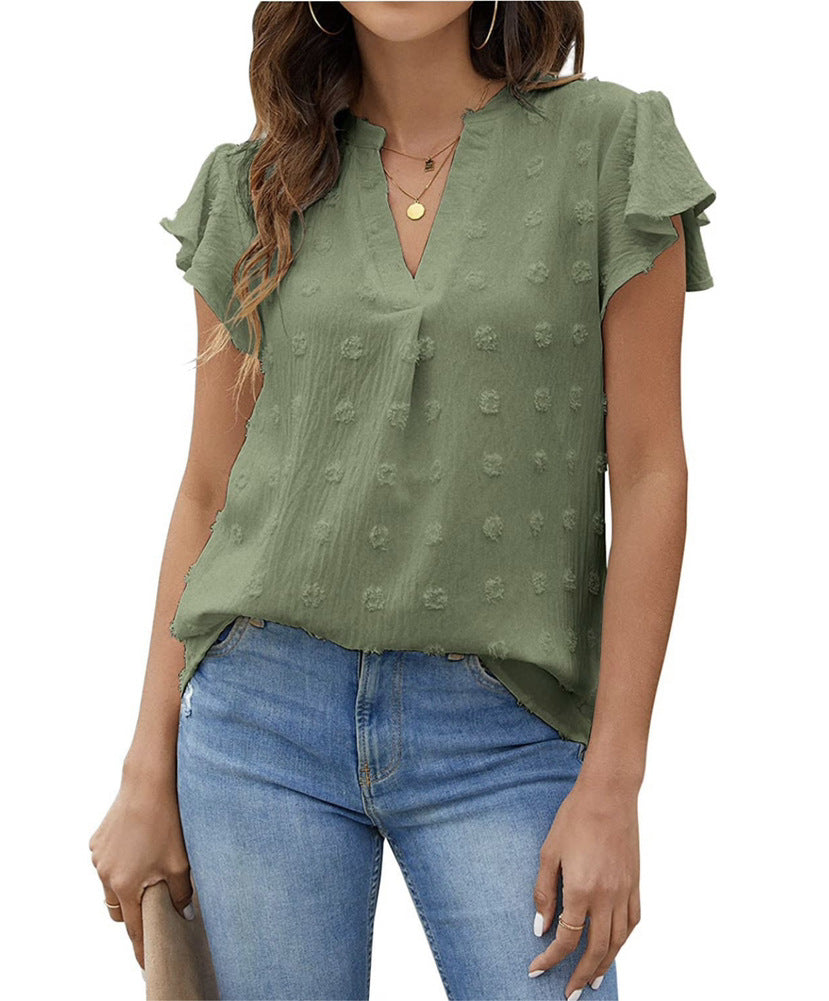 Women's Shirt Ruffled Elegant Chiffon Summer Blouses