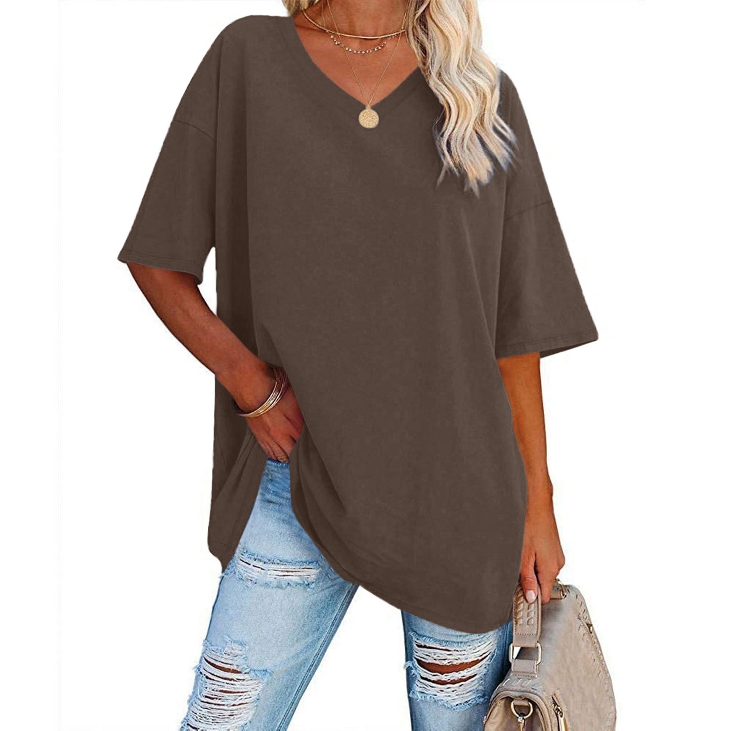 Women's Loose Half Sleeve Cotton Waist Blouses