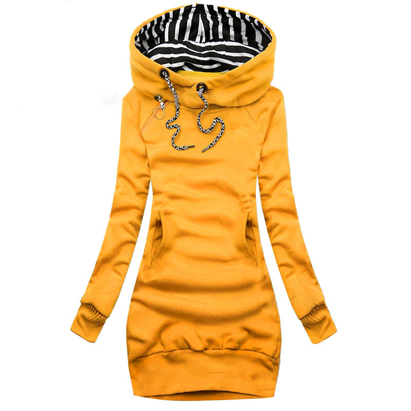Women's Printed Mid-length Fashion Fashionmonger Slimming Hooded Sweaters