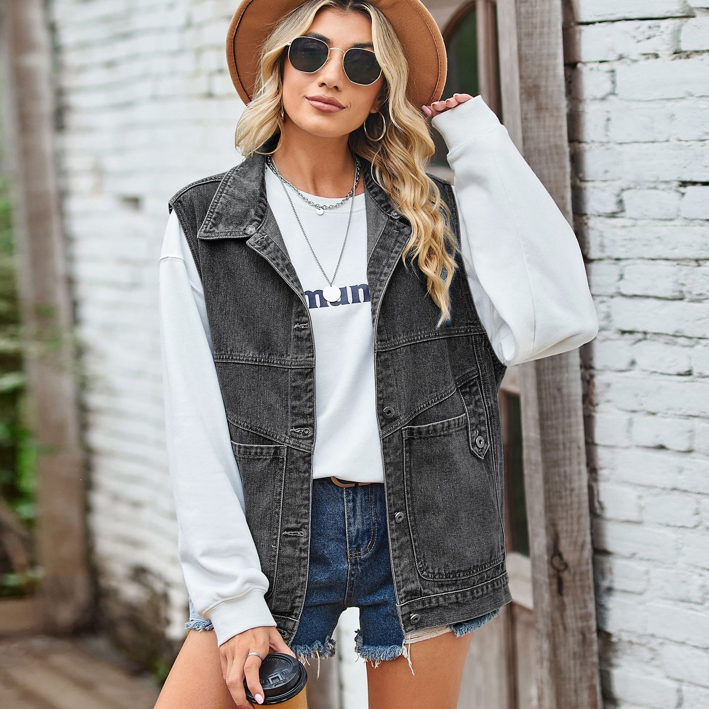 Women's Loose Denim Waistcoat Casual Fashion Vests