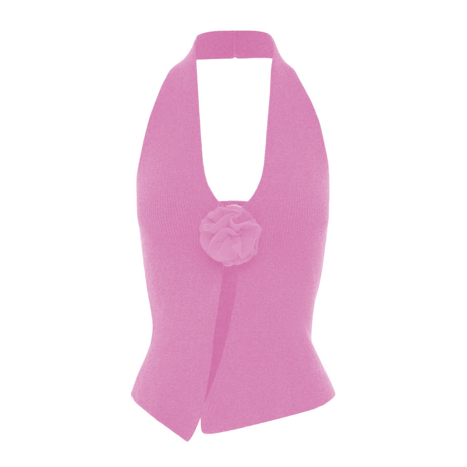 Women's Graceful Sexy Woolen Halter Angora Tops