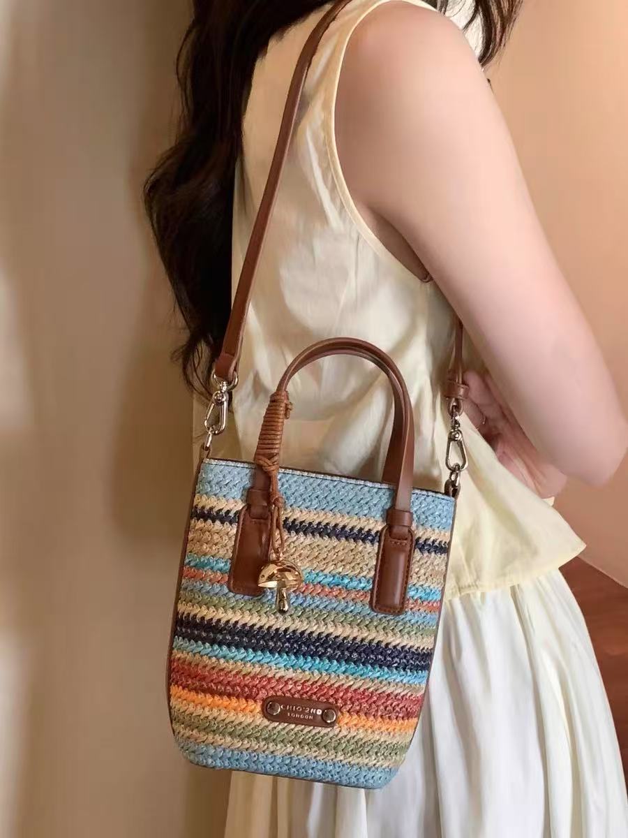 Women's South Wind Sunshine Summer Woven Underarm Shoulder Bags
