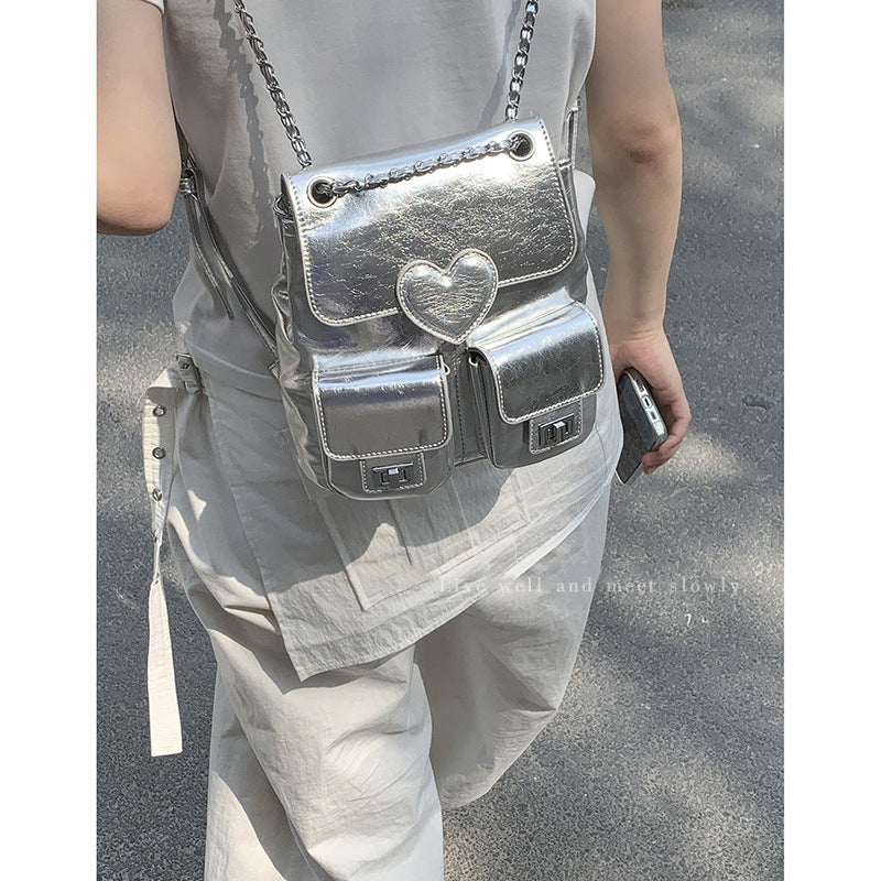 Women's Niche Texture Fashion Versatile Chain Backpacks