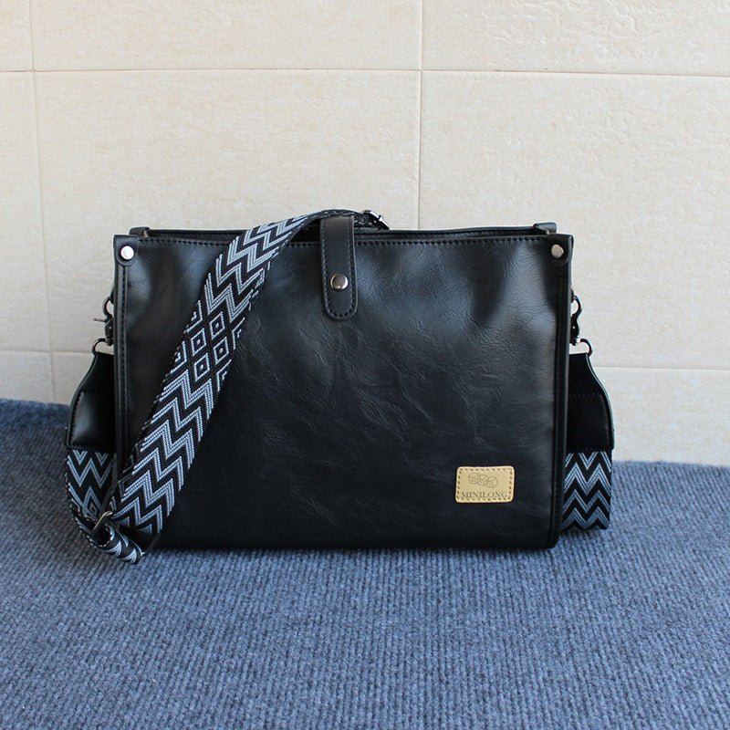 Men's Commute Style Niche Lightweight Soft Leather Men's Messenger Bags