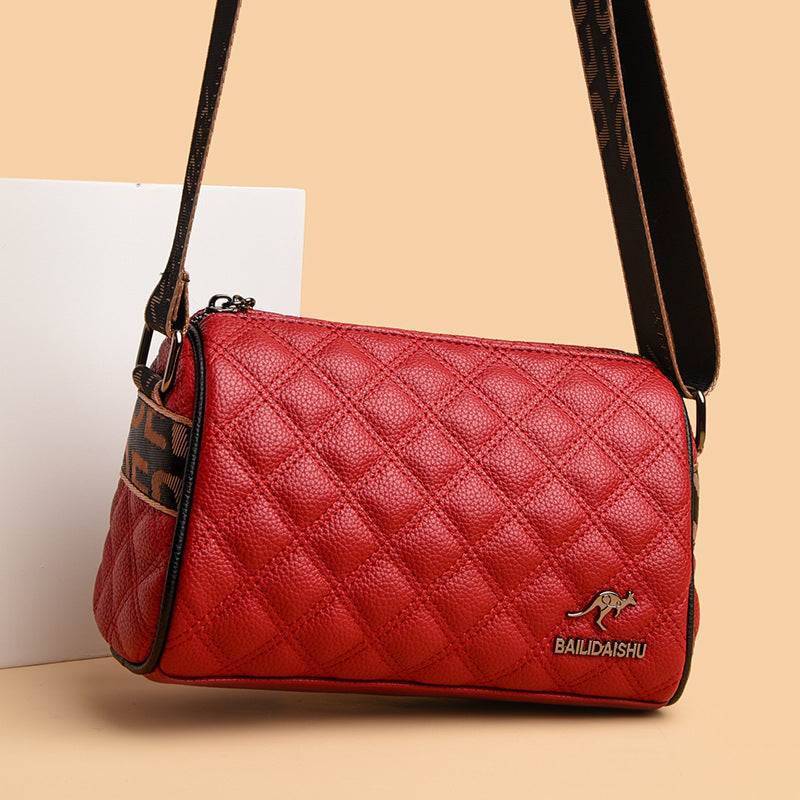 Women's Leather Fashionable Fashion Soft Wide Strap Shoulder Bags