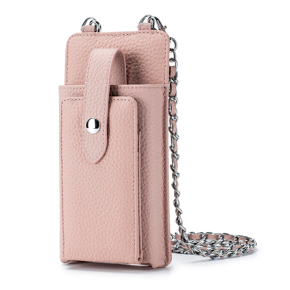 Women's Chic Mobile Genuine Leather Chain Mini Phone Bags