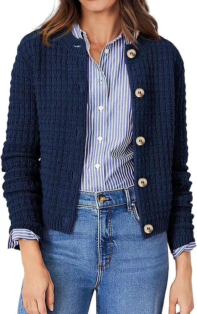Women's Temperament Crew Neck Knitted Retro Casual Knitwear