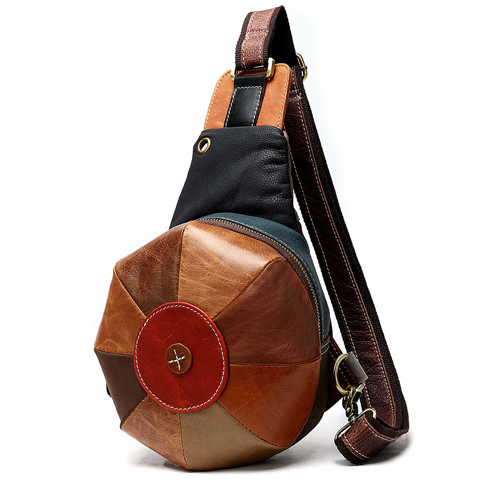 Women's Genuine Leather Fashion Trendy Patchwork Earphone Waist Packs