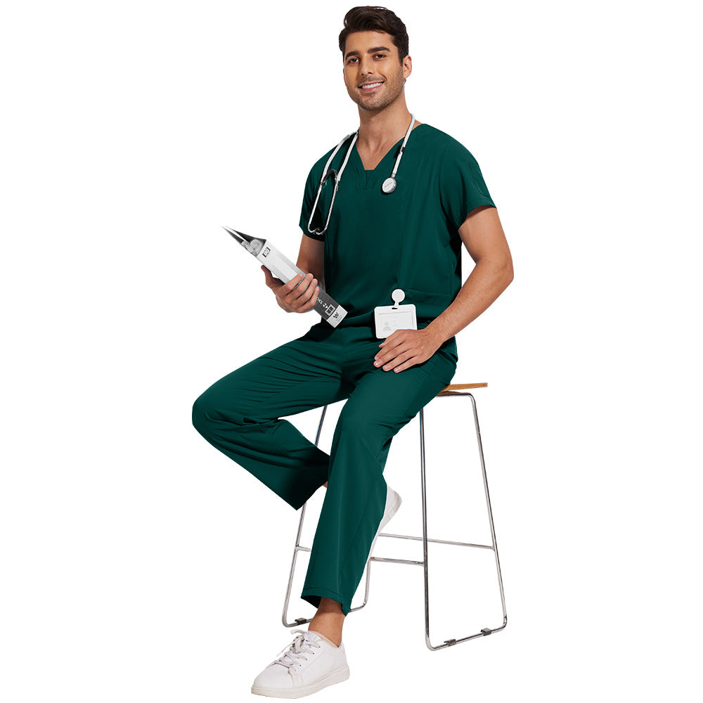Men's Solid Color Thin Casual Comfortable Short-sleeved Trousers Uniform