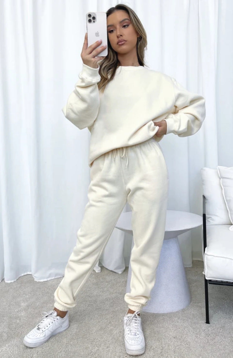 Women's Solid Color Round Neck Pullover Fashion Suits