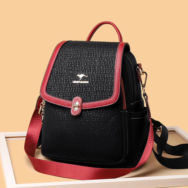 Female Versatile Large Capacity Soft Leather Backpacks