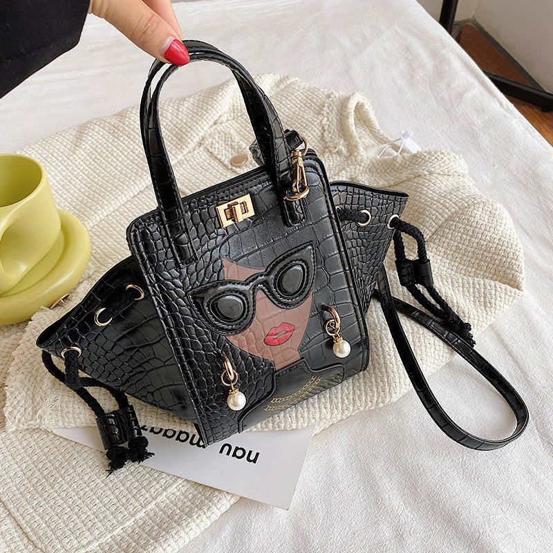 Women's Stone Pattern Cartoon Young Pearl Rivets Bags