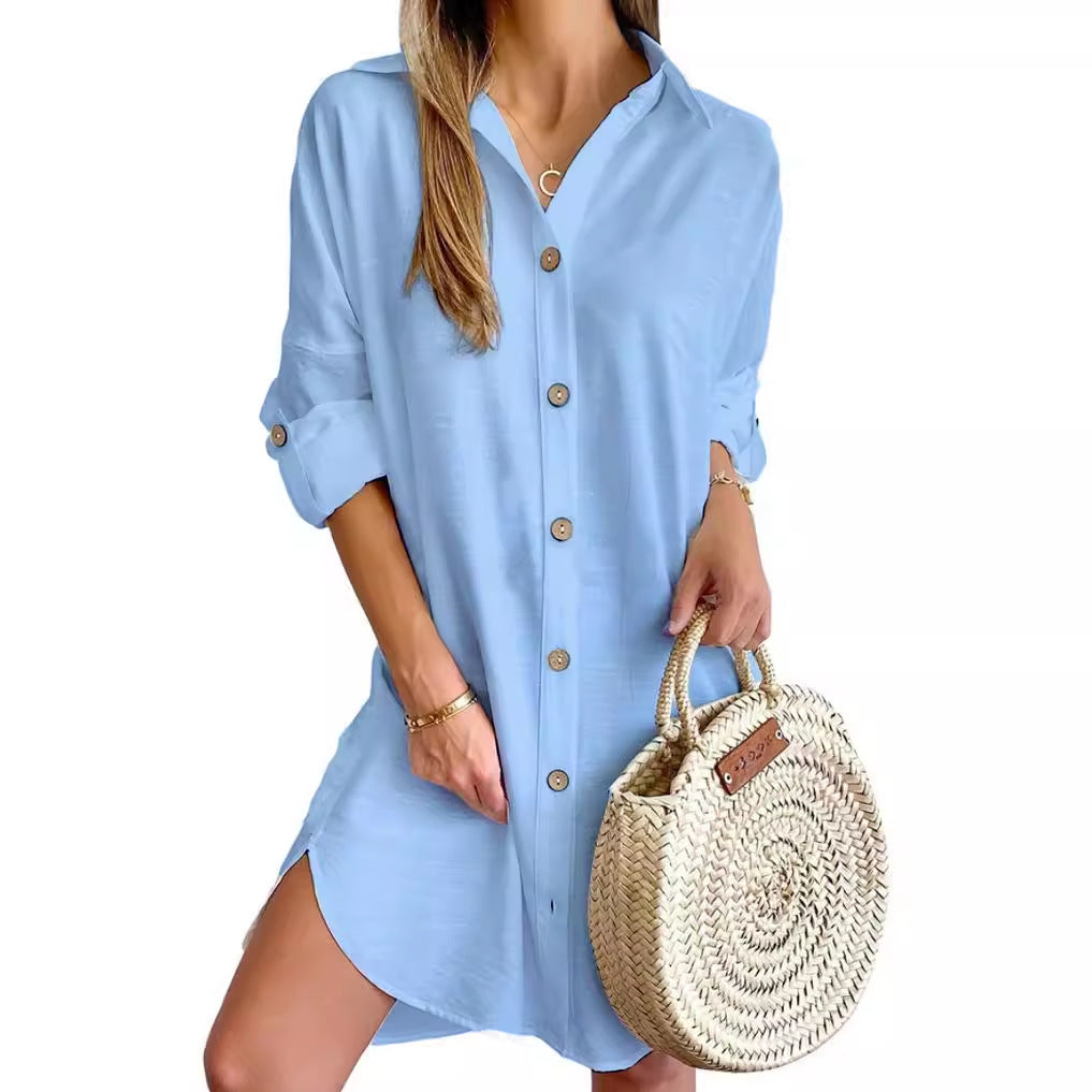 Women's Autumn Casual Long Sleeve Lapel Button Clothing
