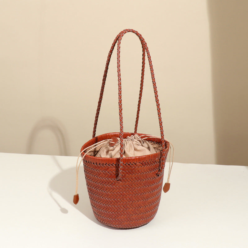 Women's Leather First Layer Cowhide Vegetable Basket Bags