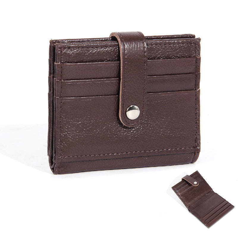Women's First Layer Cowhide Korean Simple Short Two Ladies Wallet