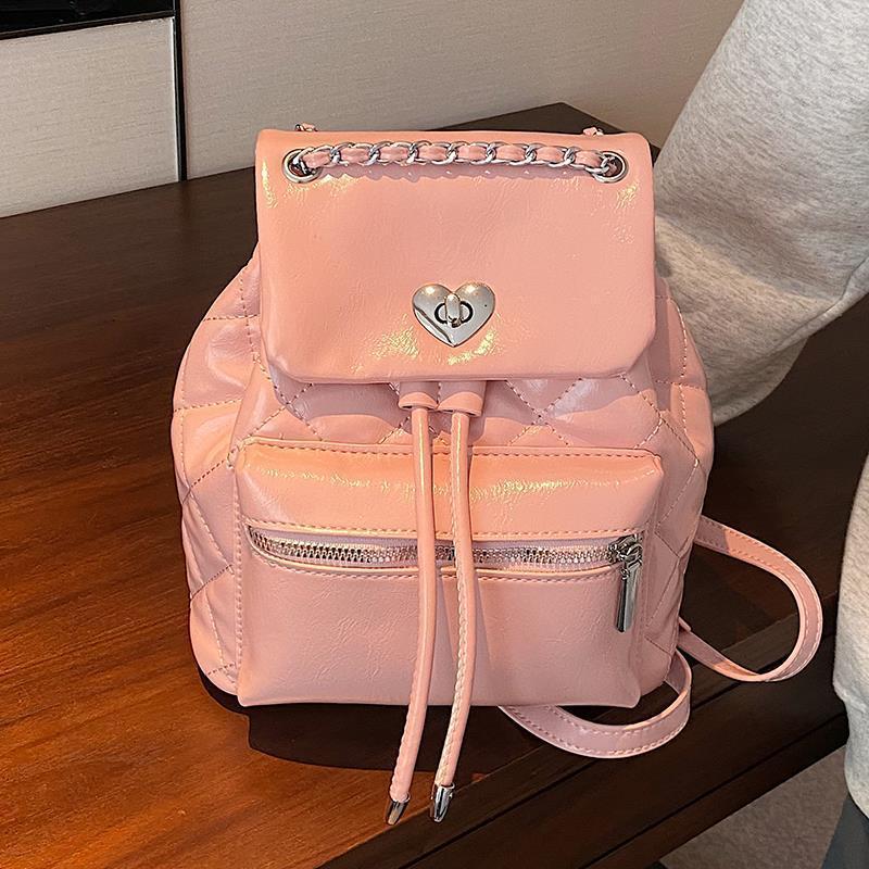 Women's Diamond Check Chain Fashion Portable Texture Backpacks