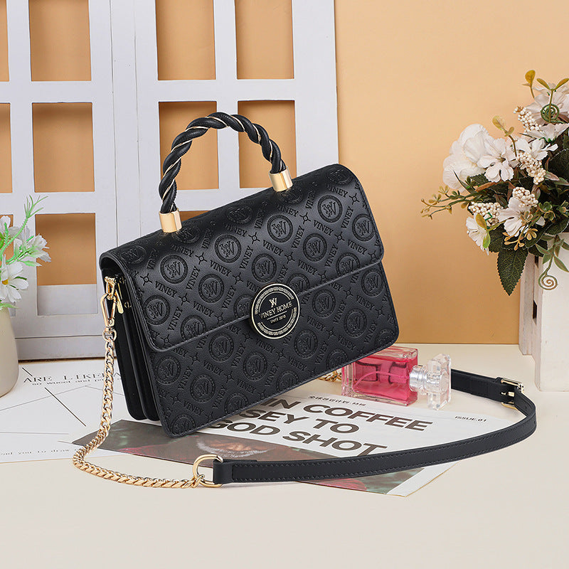 Women's Genuine Leather Fashion High Sense Chain Bags