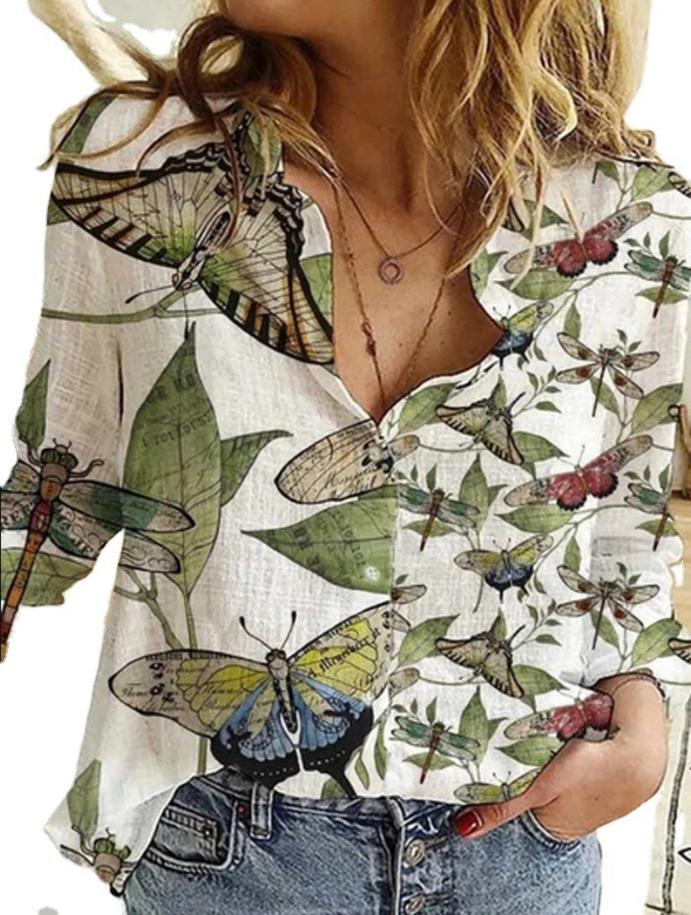 Women's Autumn Shirt Fashion Map Depicting Printed Blouses