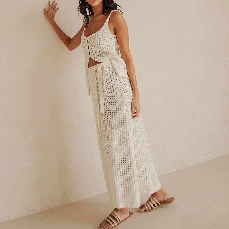 Sleeveless Split Design Sense Strap Dress Suits